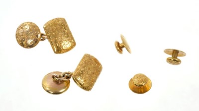 Lot 533 - Pair of late Victorian gold cuff links and three Victorian 18ct gold collar studs