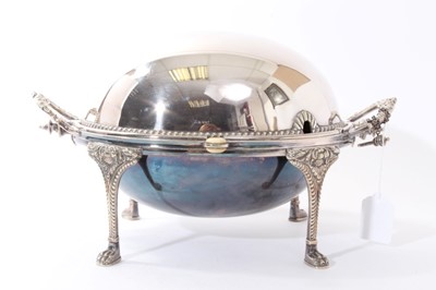 Lot 339 - Silver plated revolving breakfast dish