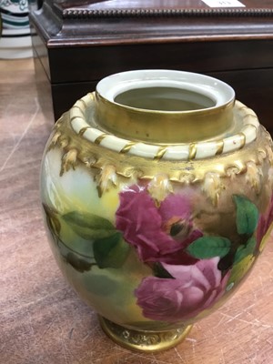 Lot 315 - Royal Worcester blush ivory vase painted with roses