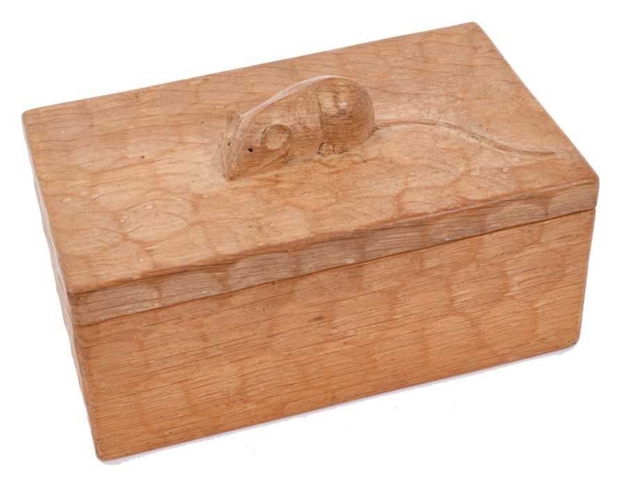 Lot 732 - Robert 'Mouseman' Thompson of Kilburn, carved oak box with mouse to top