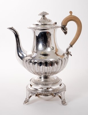 Lot 288 - William IV silver coffee pot and burner