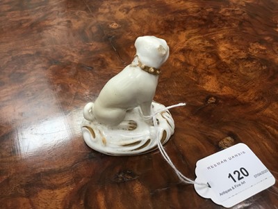 Lot 120 - A Derby model of a seated pug, picked out in gilt, circa 1820-30