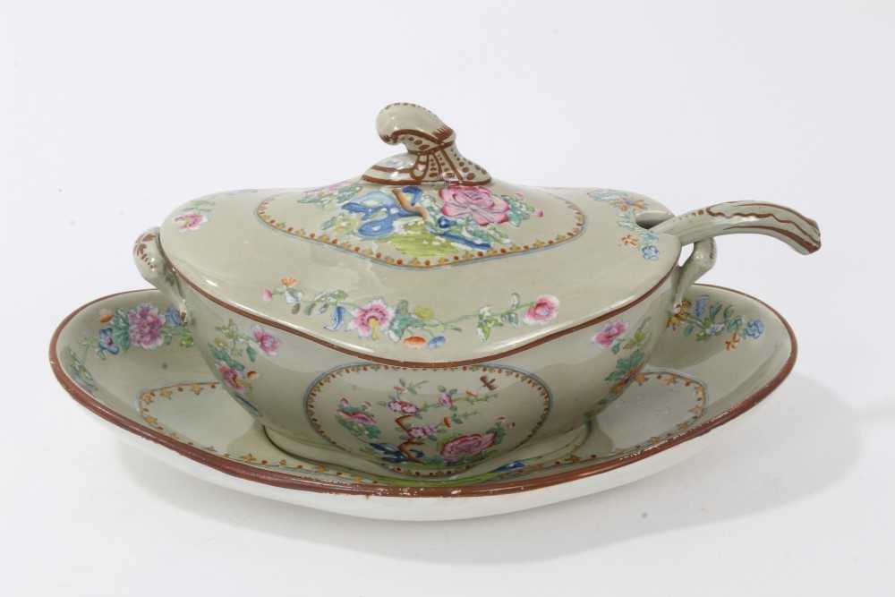 Lot 121 - A Spode pearlware sauce tureen, cover, stand and ladle