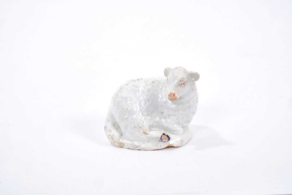 Lot 131 - A Lowestoft model of a lamb, circa 1780