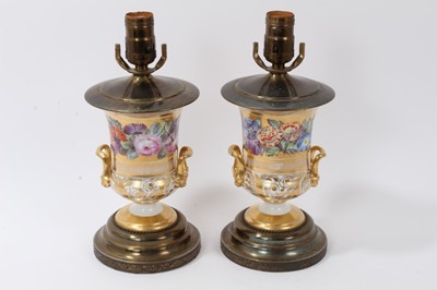 Lot 130 - A pair of Coalport vases, circa 1815-20, now mounted as table lamps