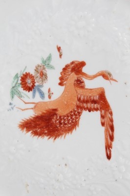 Lot 129 - A Chelsea plate, painted in Kakiemon style with a crane, circa 1755