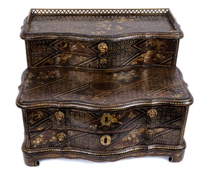 Lot 1241 - An early 19th century chinoiserie lacquer table cabinet