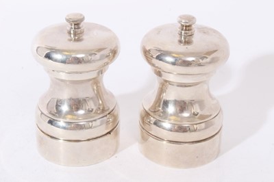 Lot 347 - Pair contemporary silver salt and pepper mills.