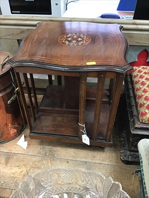 Lot 20 - An Edwardian rosewood revolving table-top bookcase with inlaid stringing