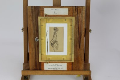 Lot 993 - *Augustus John (1878-1961) pencil sketch - Two figures in hats, a further drawing verso of a lady, 11cm x 6cm, in double-sided glazed frame