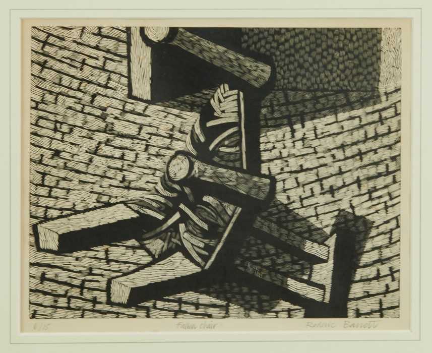 Lot 1000 - *Roderic Barrett (1920-2000), wood engraving - ‘Fallen Chair’, signed and numbered 6/15, 21 x 27cm