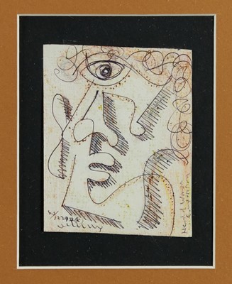 Lot 998 - *Roy Turner-Durrant (1925-1998), pen and ink - Head of a woman, signed and numbered 43/12274(K), 10 x 8cm