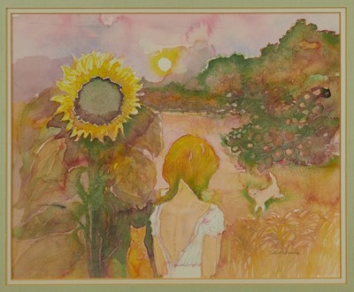 Lot 1006 - *John O'Connor (1913-2004) watercolour, The Sun & The Moon, signed, 37 x 46cm, framed