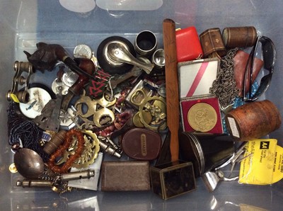 Lot 708 - Costume jewellery, bijouterie, pipes, medallions, metal items and sundries