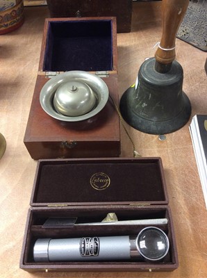 Lot 361 - Convent service bell, handbell and optical instrument
