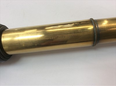 Lot 95 - J.T. Coppock, Leeds, brass and leather telescope