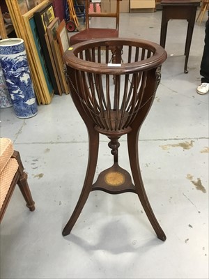 Lot 870 - Edwardian inlaid mahogany plant stand on splayed legs