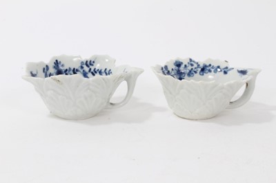 Lot 188 - Pair of Worcester butter boats, circa 1760, decorated in the Mansfield pattern, workman's marks, 8cm across