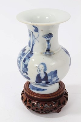 Lot 139 - Chinese blue and white miniature vase with four character mark, on stand
