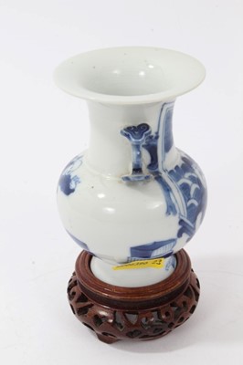 Lot 177 - Chinese blue and white miniature vase with four character mark, on stand