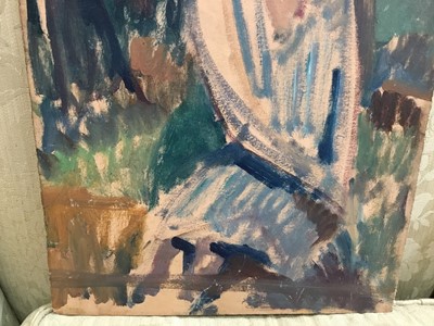 Lot 922 - Manner of Duncan Grant, oil on panel - figure study