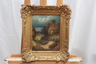 Lot 926 - Clarence Roe oil on panel figure in landscape