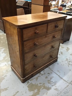 Lot 944 - Victorian mahogany chest of two short and three long drawers