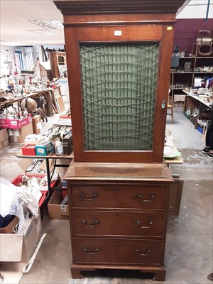 Lot 990 - 19th century and later cupboard with green silk and gilt metal grill