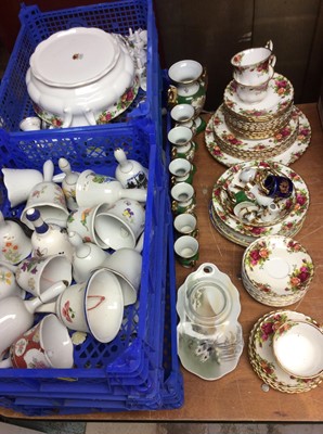 Lot 276 - Royal Albert Old Country Roses tea and dinner ware, collection ceramic bells and other china