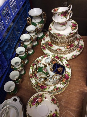 Lot 276 - Royal Albert Old Country Roses tea and dinner ware, collection ceramic bells and other china