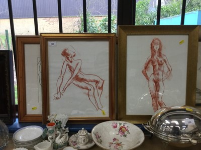 Lot 145 - Peter Collins - Four framed and glazed drawings - female nudes