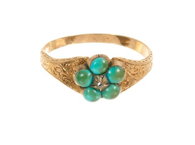 Lot 454 - Early Victorian turquoise forget-me-not ring