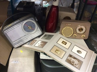 Lot 453 - Vintage typewriter, vintage radios, soda syphon, cameras, ephemera and sundries