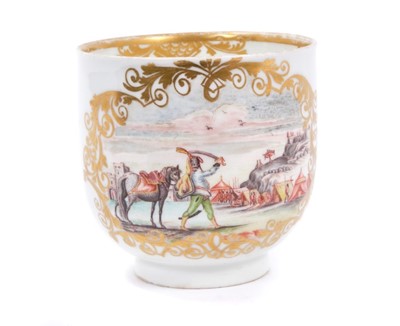 Lot 139 - A Meissen coffee cup, finely painted with a battle scene, probably by F F Mayer of Pressnitz, circa 1745-50 (no handle)