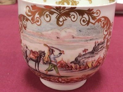 Lot 139 - A Meissen coffee cup, finely painted with a battle scene, probably by F F Mayer of Pressnitz, circa 1745-50 (no handle)