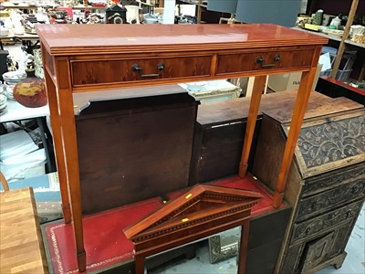 Lot 955 - Georgian style yew wood finished console table with mirror