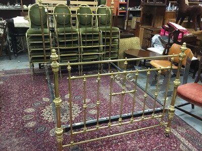 Lot 966 - Victorian brass double bed with side rails