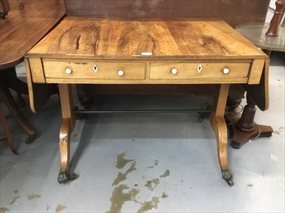 Lot 881 - Regency rosewood sofa table with two flaps ,two drawers on splayed end standards