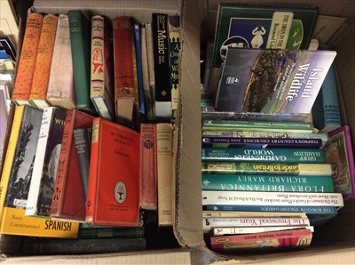 Lot 404 - Four boxes books including wildlife, local area guide books, novels, etc