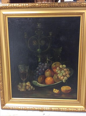 Lot 402 - Oil on canvas still life study, other pictures and records