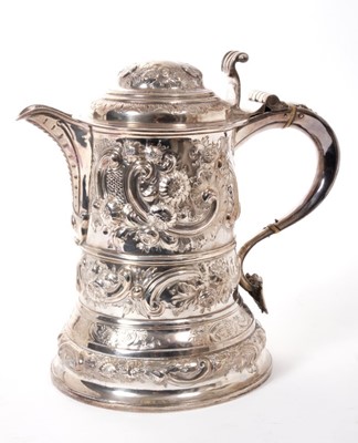 Lot 296 - George II silver tankard with later Victorian decoration and spout.