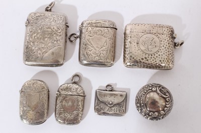 Lot 294 - Group of seven Victorian silver Vesta and other cases