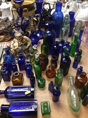 Lot 407 - Group of Victorian blue glass poison bottles