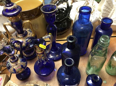 Lot 407 - Group of Victorian blue glass poison bottles