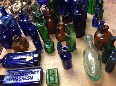 Lot 407 - Group of Victorian blue glass poison bottles