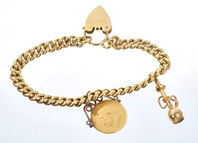 Lot 516 - 18ct gold bracelet with half sovereign fob