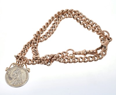 Lot 517 - Edwardian 9ct rose gold curb link bracelet