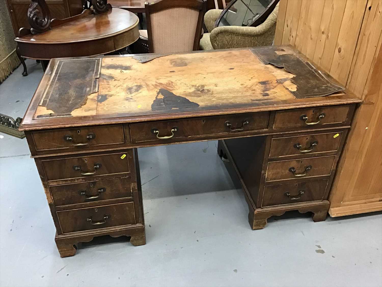 Lot 889 Reproduction mahogany twin pedestal desk