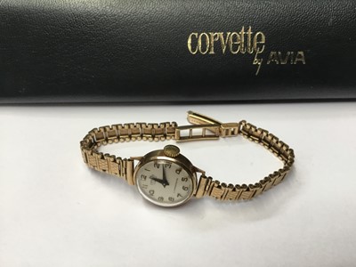 Lot 167 - Ladies' 9ct gold Corvette wristwatch on 9ct gold bracelet