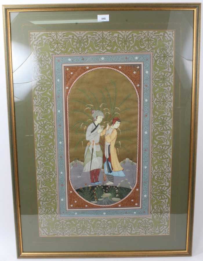 Lot 64 - Middle Eastern Gouache painting of figures